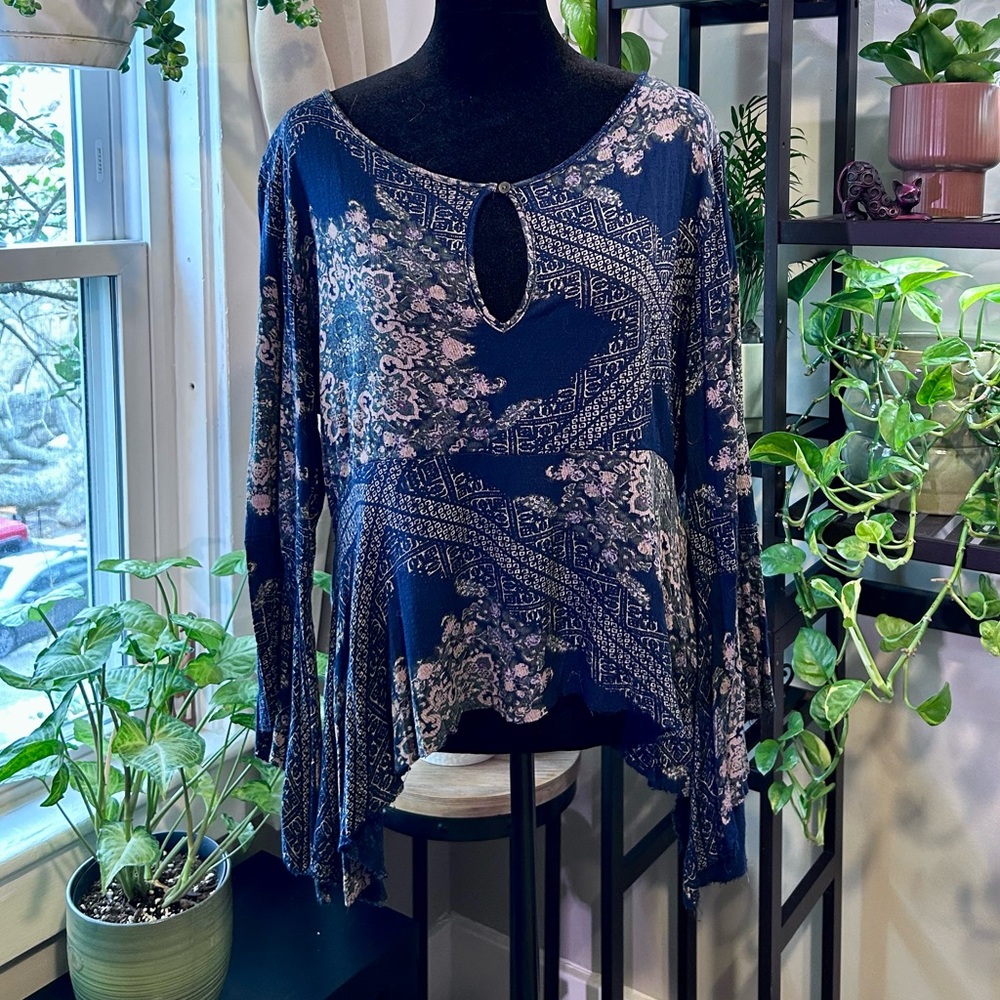 Lucky Brand Floral Blue Women's Top